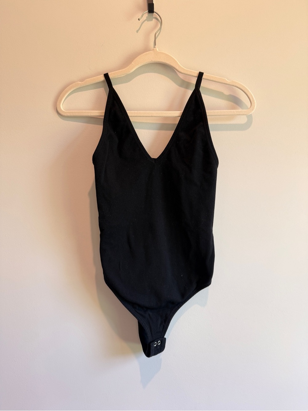 Garage Black Ribbed V-Neck Bodysuit